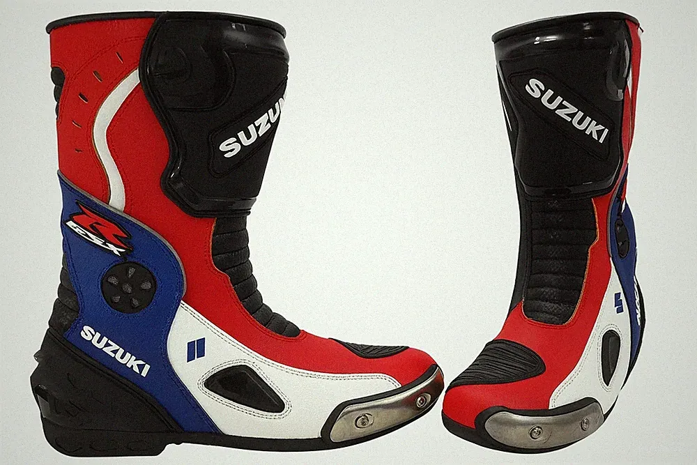 SUZUKI Motorrad Stiefel HERREN/DAMEN Motorradstiefel aus Leder Rennen Bikerstief