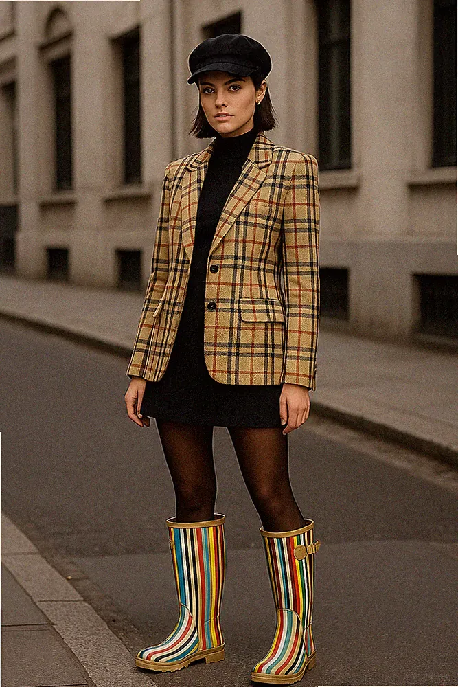 Tamara Henriques Gummistiefel bunt gestreift Gr.39 • Regenstiefel gefüttert