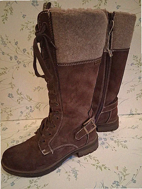 Tamaris braune Wildleder Stiefel 26249 Kunstfell top gefüttert Gr. 3 / 3,5 Top Zustand