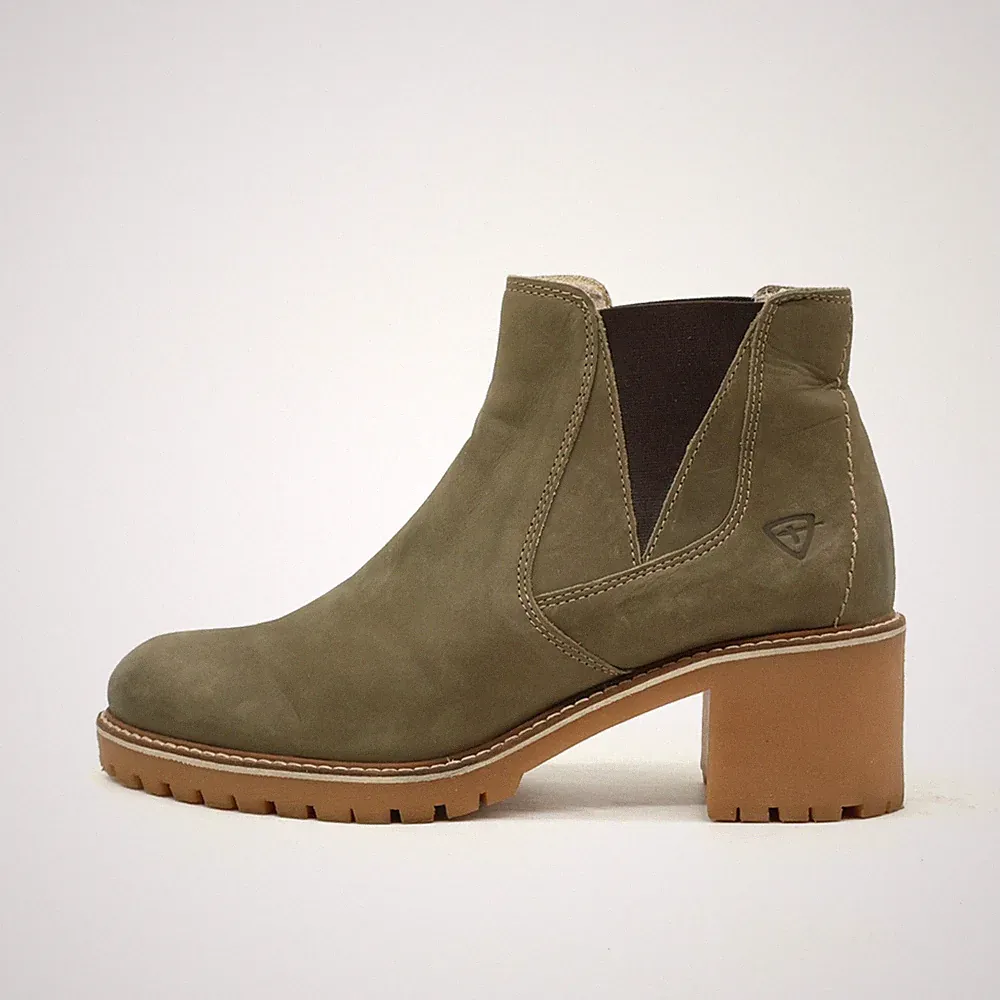 Tamaris Damen Active Stiefel Grün Leder Knöchelhoch Chelsea Boots EU 39