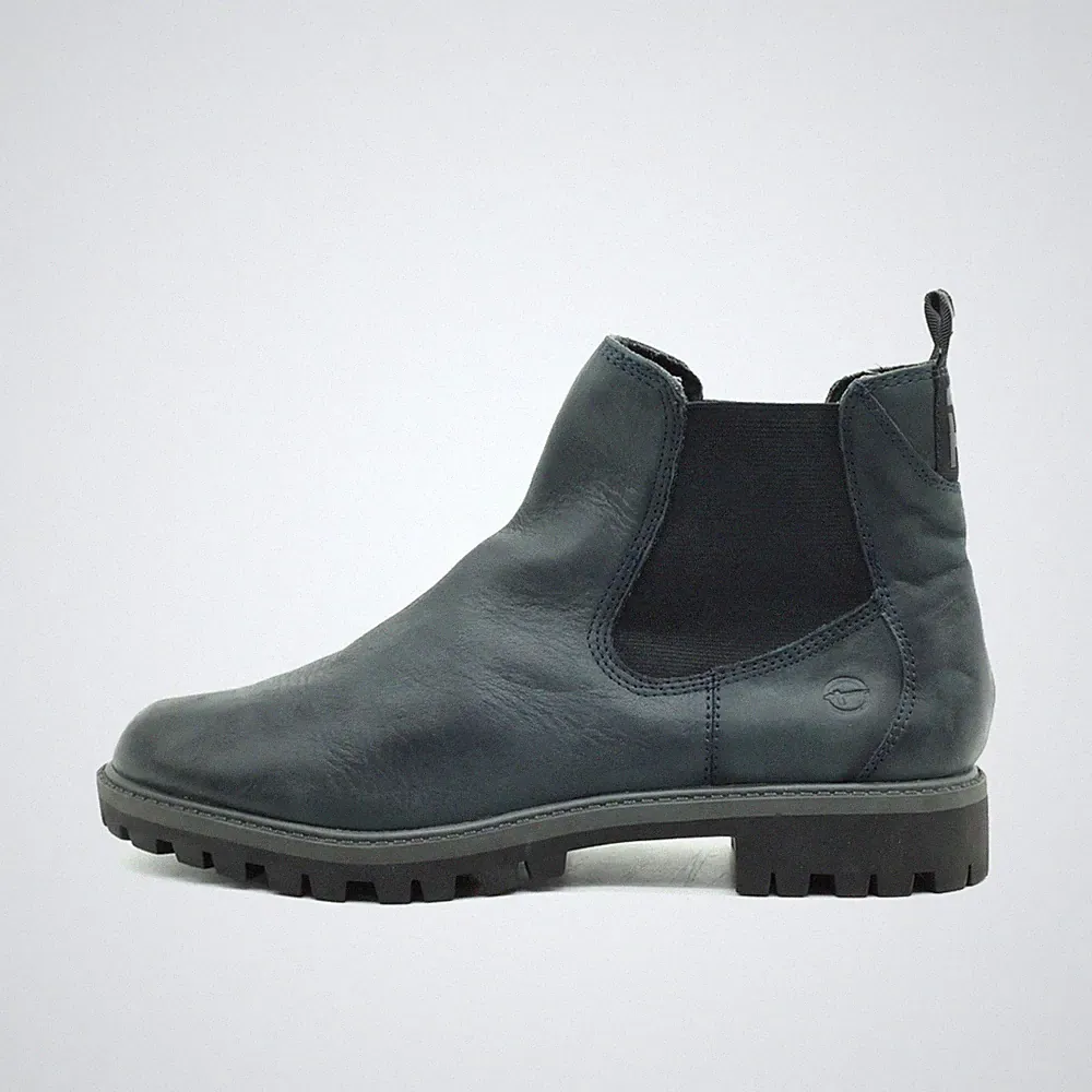 Tamaris Damen Chelsea Boot Lederprofil Stiefeletten Blau Komfort Boots EU 38