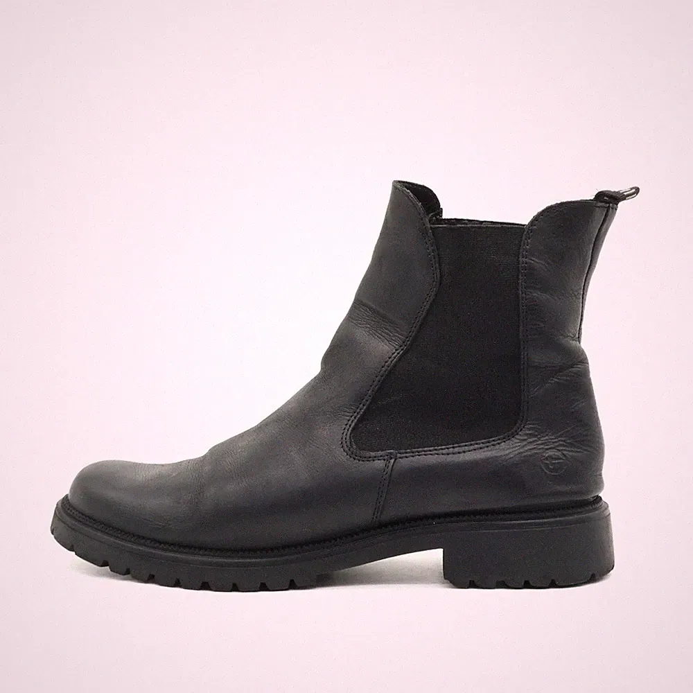 Tamaris Damen Chelsea Boot Stiefel Schwarz Leder Mittel Classic Boots EU 42