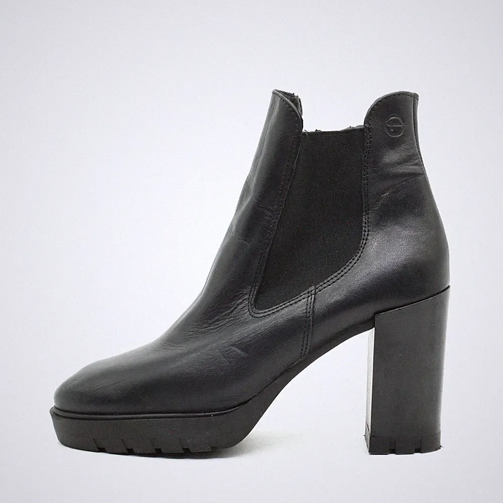 Tamaris Damen Chelsea Boot Stiefel Schwarz Leder Trend Stiefeletten EU 38