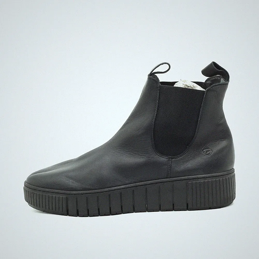 Tamaris Damen Chelsea Boot Stiefelette Schwarz Leder Einsätze Boots EU 41