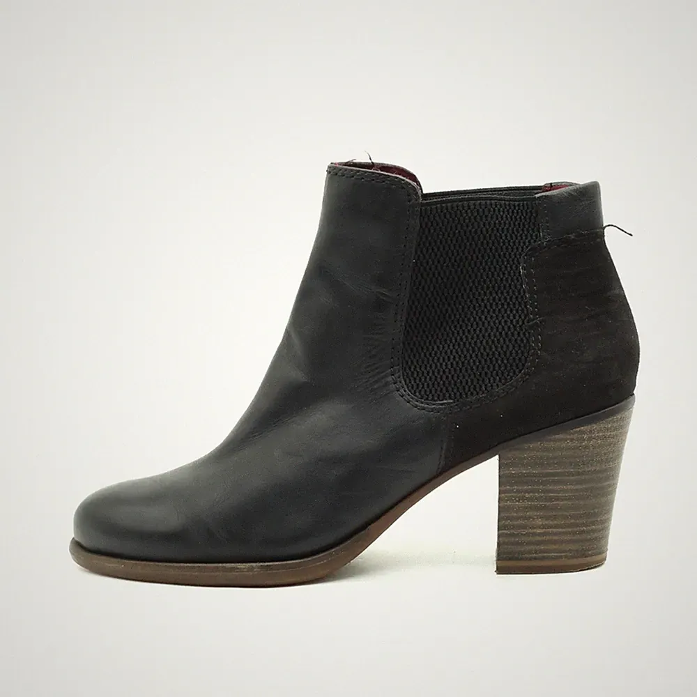 Tamaris Damen Chelsea Boot Stiefeletten Schwarz Leder Knöchelhoch Boots EU 38