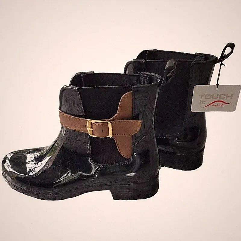 Tamaris Damen Gummistiefel Chelsea Boots Gr. 37 Schwarz Lack Touch it