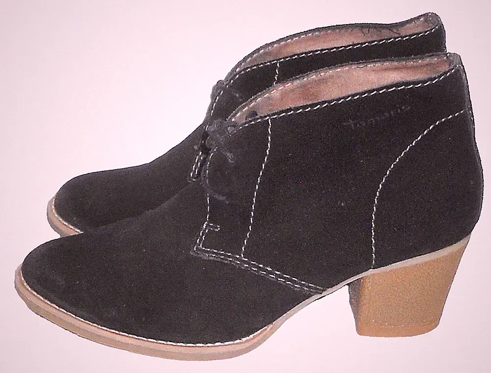 TAMARIS DAMEN LEDER SCHNÜR-BOOTS Gr.39 ANKLE CHELSEA BOOTIE SCHWARZ SCHUHE