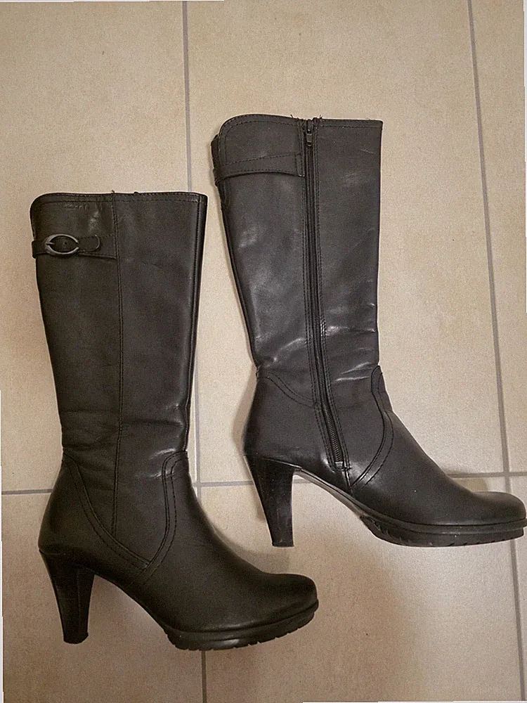 Tamaris Damen Leder Stiefel, schwarz, Gr. 39
