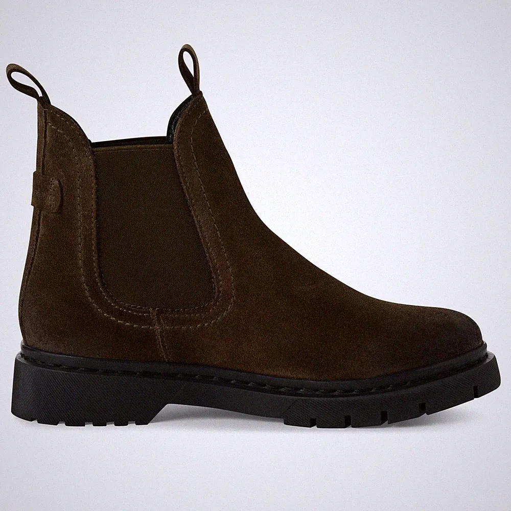 Tamaris Damen Olivegrüne Wildleder Chelsea Boots Knöchel Pull-On Schuhe