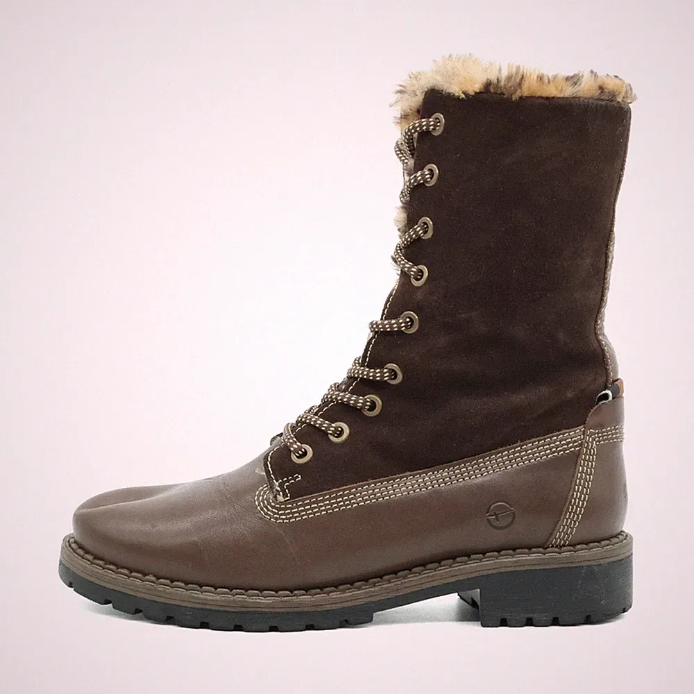 Tamaris Damen Schnürstiefel Winter Stiefel Braun Mittel Winterstiefel EU 37