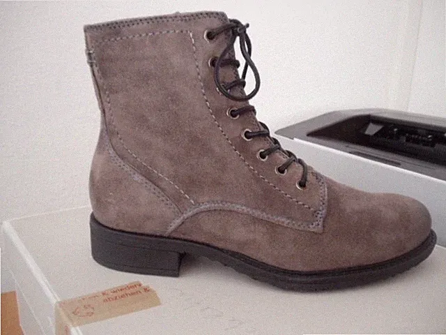 TAMARIS Damen Schnürstiefeletten Gr. 37 Beige Leder