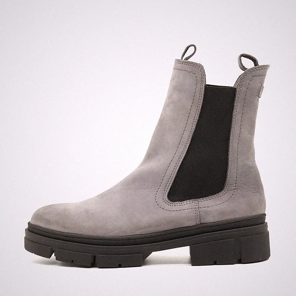 Tamaris Damen Stiefel EU 38 Chelsea Classic Grau Leder Comfort