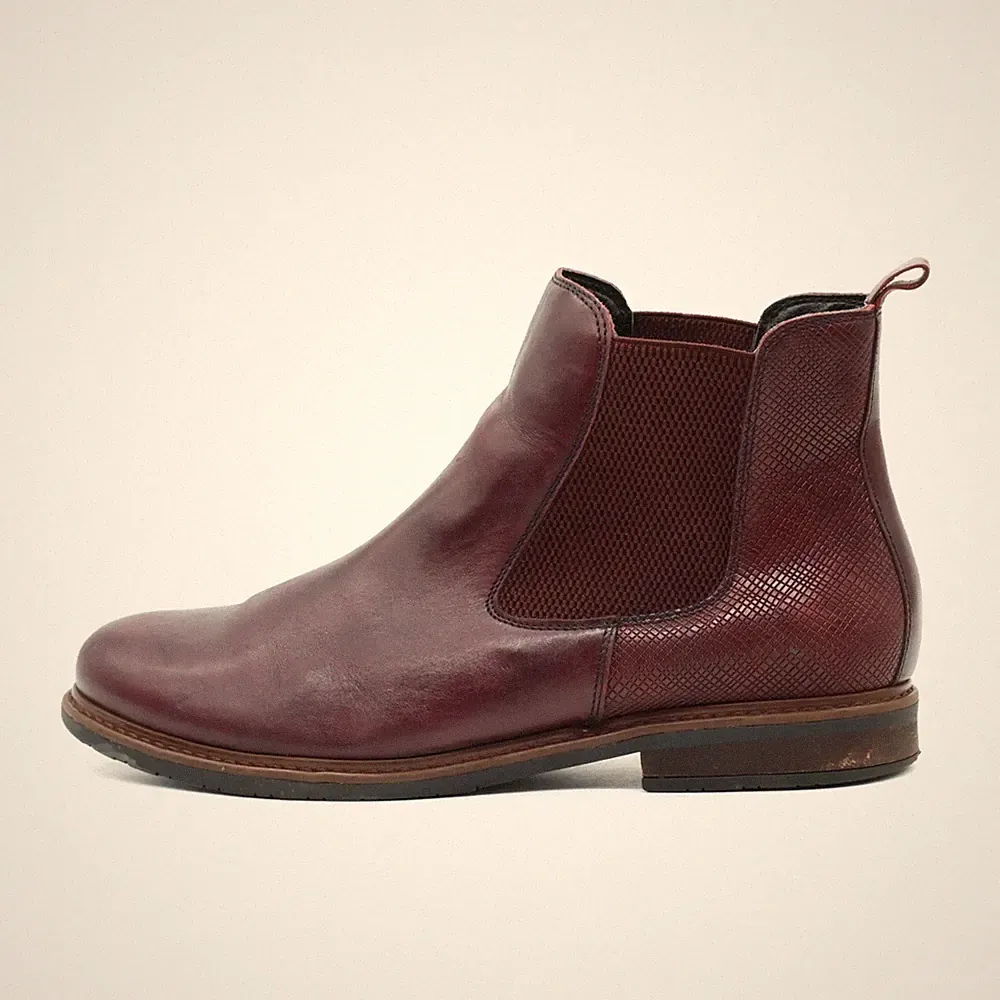 Tamaris Damen Stiefel EU 41 Chelsea Bordeaux Leder Knöchel Rutschfest Classics