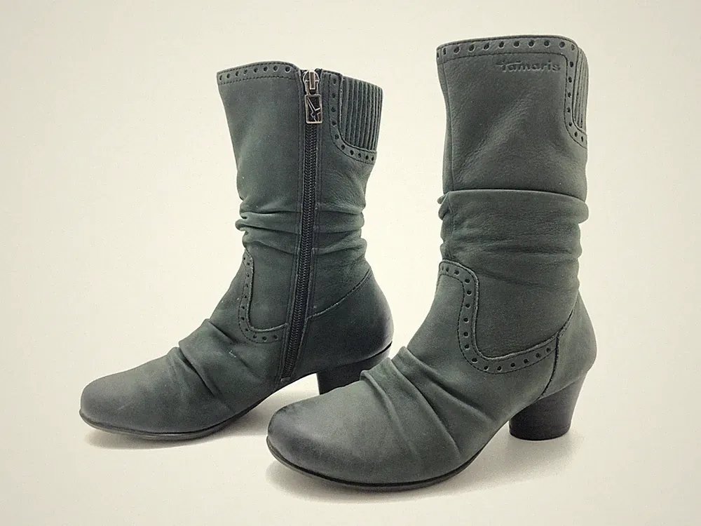 Tamaris Damen Stiefel Gr. 36 (UK3.5) Stiefeletten Halbstiefel Komfortschuhe Grün