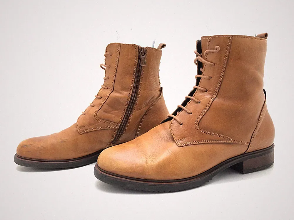 Tamaris Damen Stiefel Gr. 42 Stiefeletten Schnürboots Halbstiefel Komfort Braun