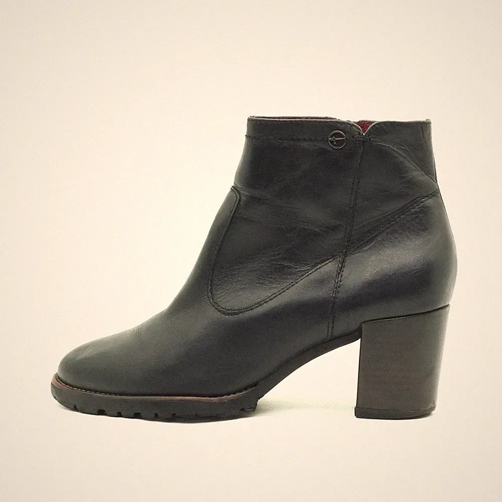 Tamaris Damen Stiefelette Leder Booties Schwarz Classic Stiefeletten EU 36