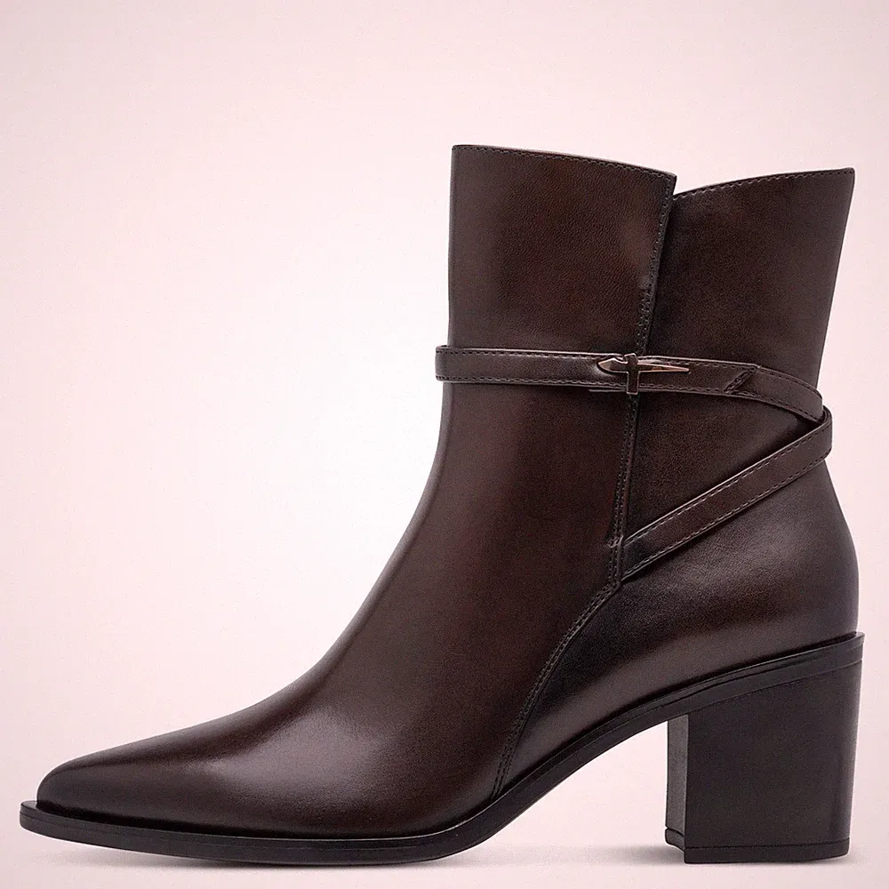 Tamaris Damen Stiefeletten 25331 Mahogany Braun - Leder, Fußbett und Anti Slide