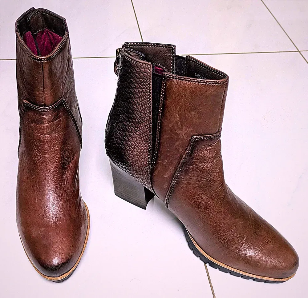 Tamaris Damen Stiefeletten Leder braun Blockabsatz Reißverschluss EU 39
