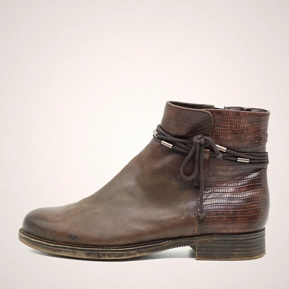 Tamaris Damen Vintage Leder Stiefelette Braun Akzentband Stiefeletten EU 40