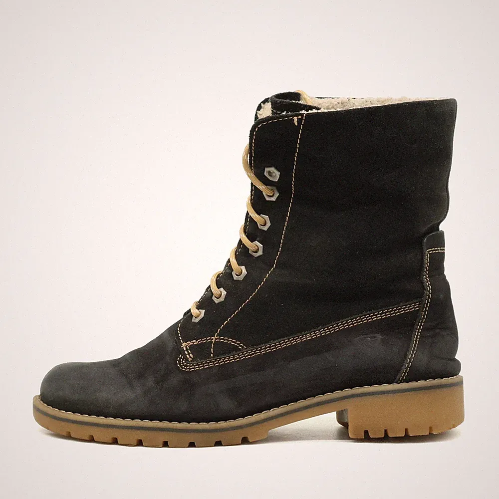 Tamaris Damen Winterstiefel boots schwarz leder high-top klassisch stiefel EU 40