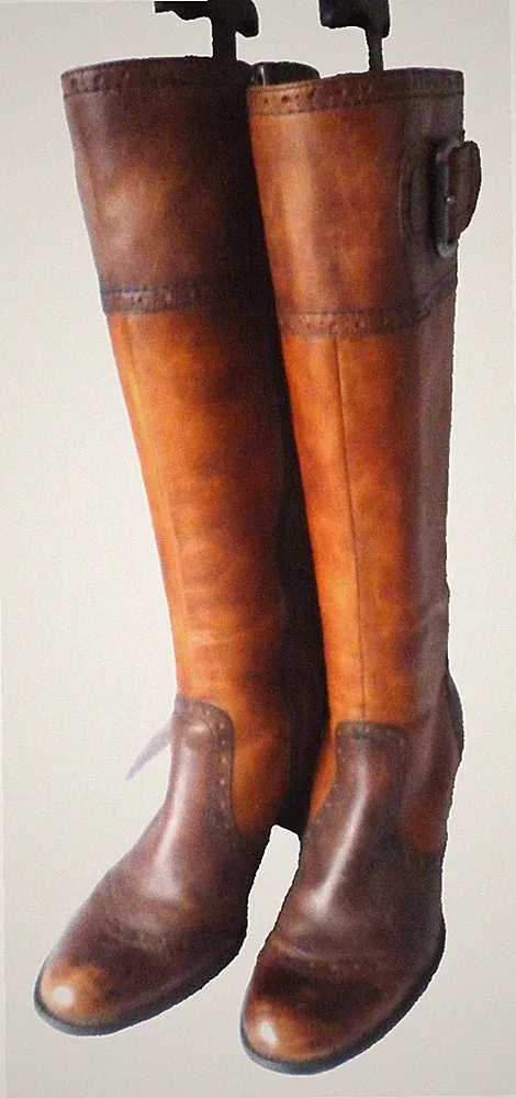 Tamaris Langschaft Stiefel Braun/Hellbraun Gr. 36 Blockabsatz 7,5 cm