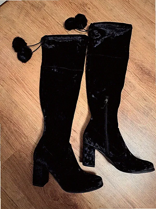 TAMARIS OVERKNEESTIEFEL FEEL SOFT SAMTOPTIK SCHWARZ BOOTS BLOGGER Gr. 38 NEU TOP