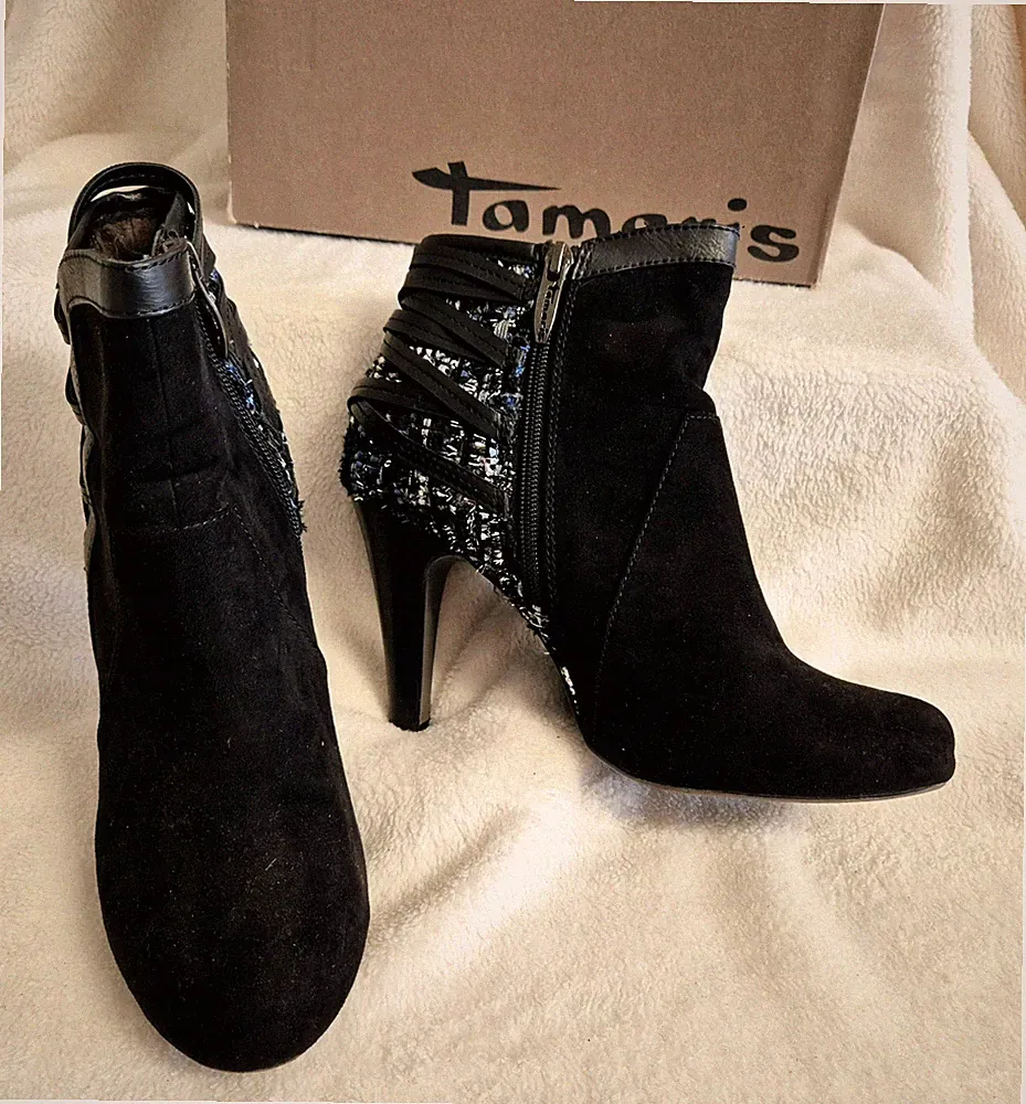 TAMARIS: Sexy Stiefelette in toller Optik – Glitzer – Gr. 39