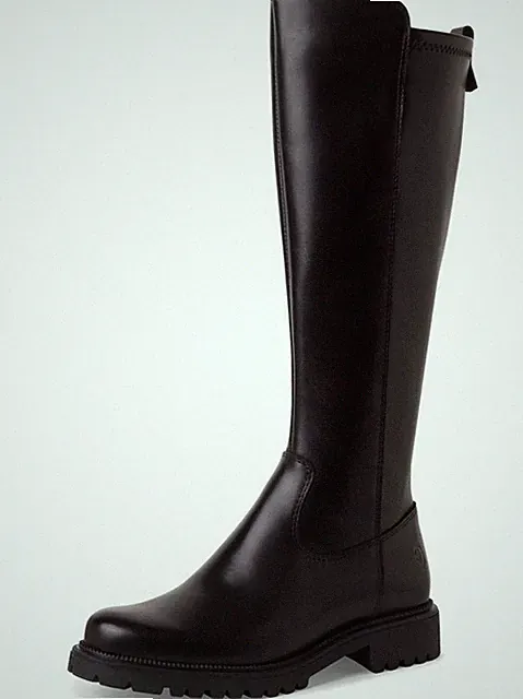 Tamaris Stiefel 25605 0011 Schwarz Leder Stiefelette Blockabsatz Reißverschluss