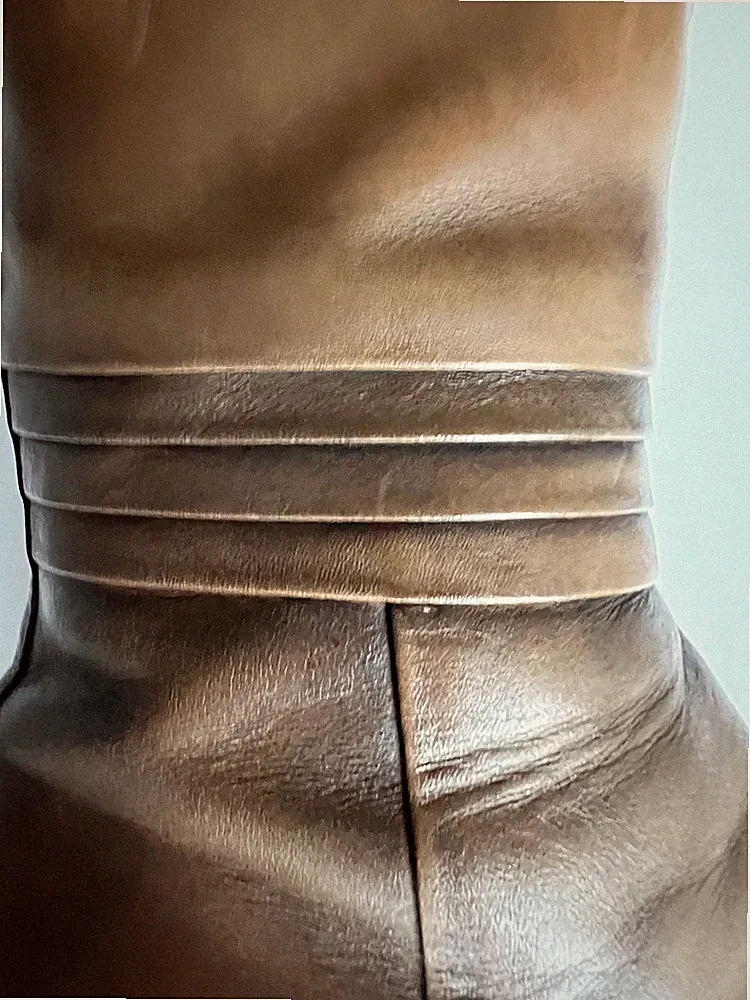 TAMARIS Stiefel Duo-Tex Gr. 38 5 Ziehrhähte Olive Braun Leder NRO Reisverschluss