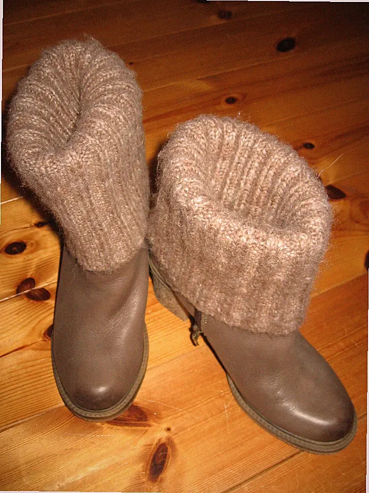 Tamaris Stiefel Gr.39 w.NEU Leder braun Gummisohle Schuhe Strick 8 cm Absatz