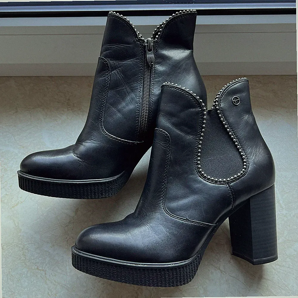 Tamaris Stiefelette Größe 36 Schwarz Leder Halbstiefel AnkleBoots Reißverschluss
