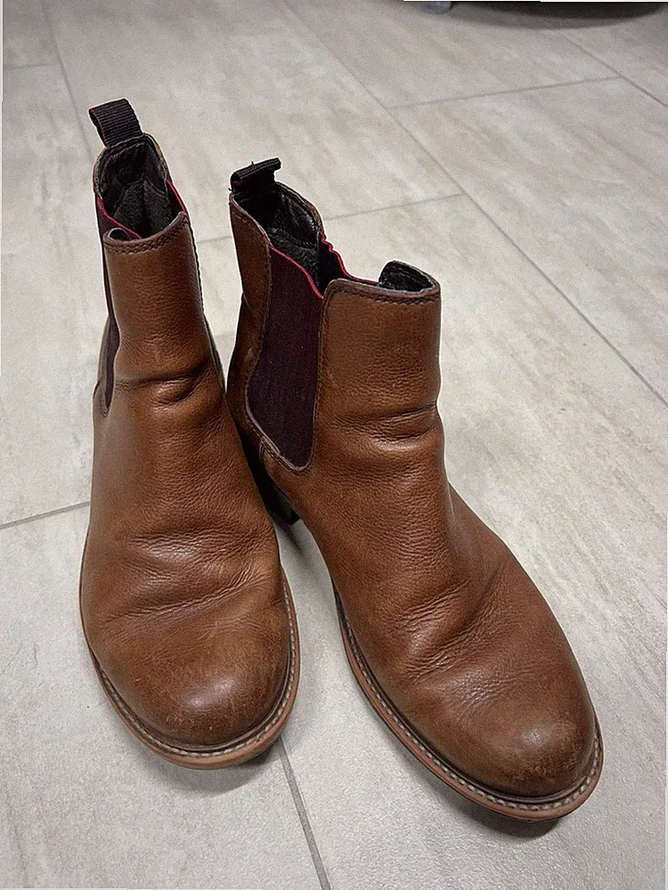 Tamaris Stiefeletten Schlupfstiefel Chelsea Boots braun nut Leder