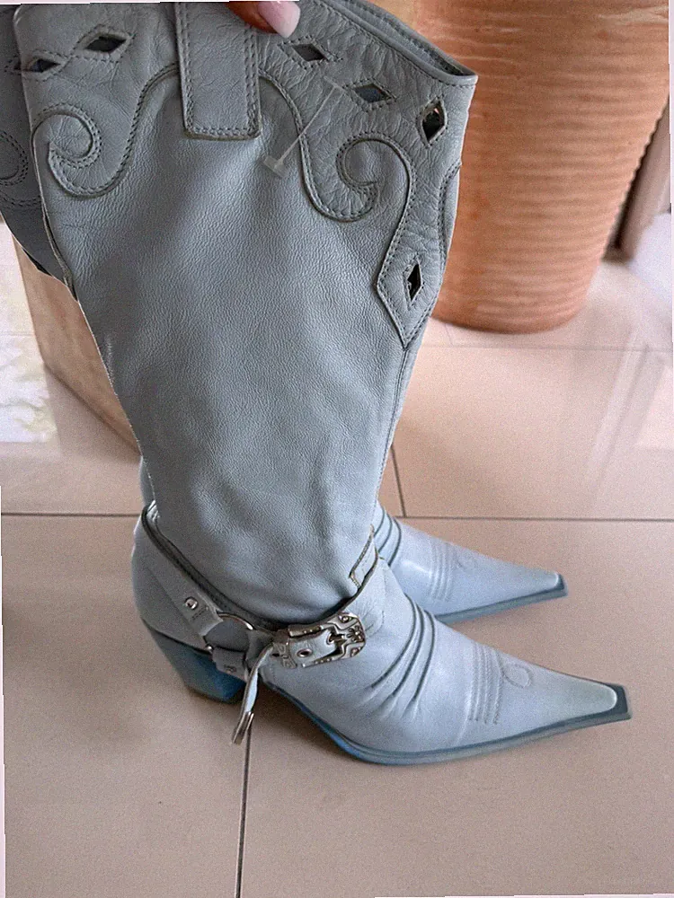 TANGO AMSTERDAM STIEFEL 36 LEDER HELLBLAU