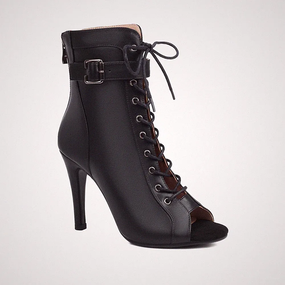 Tanzstiefel Damen Tanzschuhe Latein Schnüren 9,5 cm Hoch Absatz Salsa Bachata...