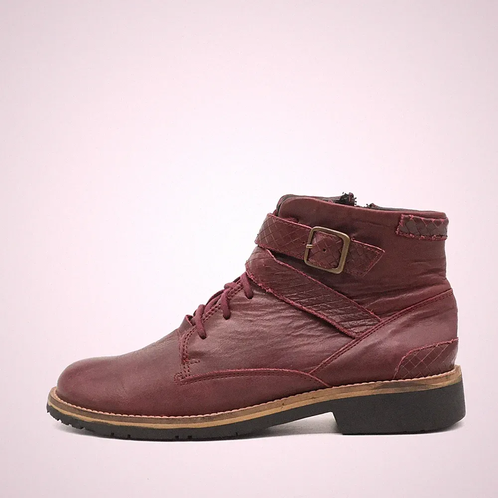 TBS Damen Vintage-Stiefelette Stiefel Bordeaux Reißverschluss Stiefeletten EU 38