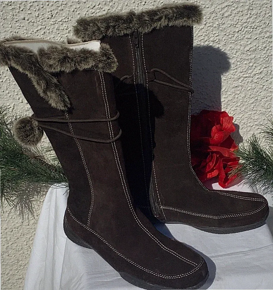 TCM Langschaft Outdoor Stiefel kniehoch ECHT VELOURLEDER dunkelbraun Gr. 38 NEU