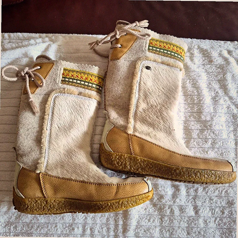 Technics Damen Schneestiefel EU 38,5 Seehund beige/creme Schnürung Gummisohle