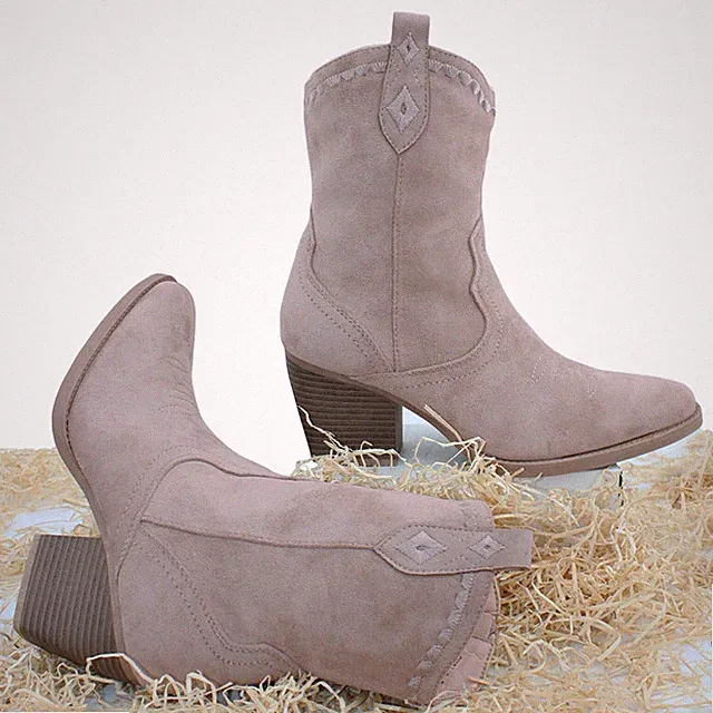 Texanische Damen Stiefel Stiefeletten Camperos Bequem Wildleder 359
