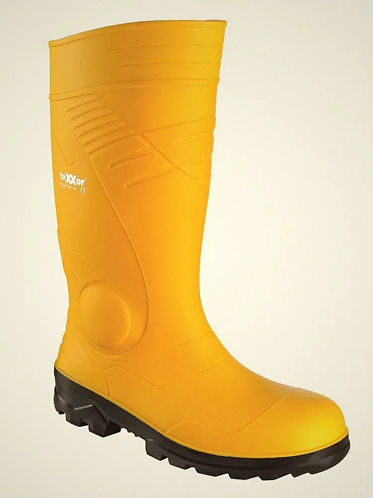 Texxor Gummistiefel Baustiefel Stahlkappe Stahlsohle PVC Sicherheitsstiefel gelb