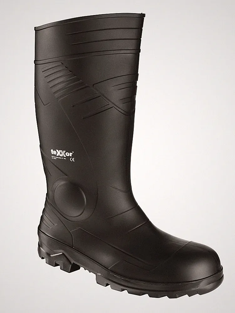 Texxor Gummistiefel Baustiefel Stahlkappe Stahlsohle Sicherheitsstiefel Schwarz
