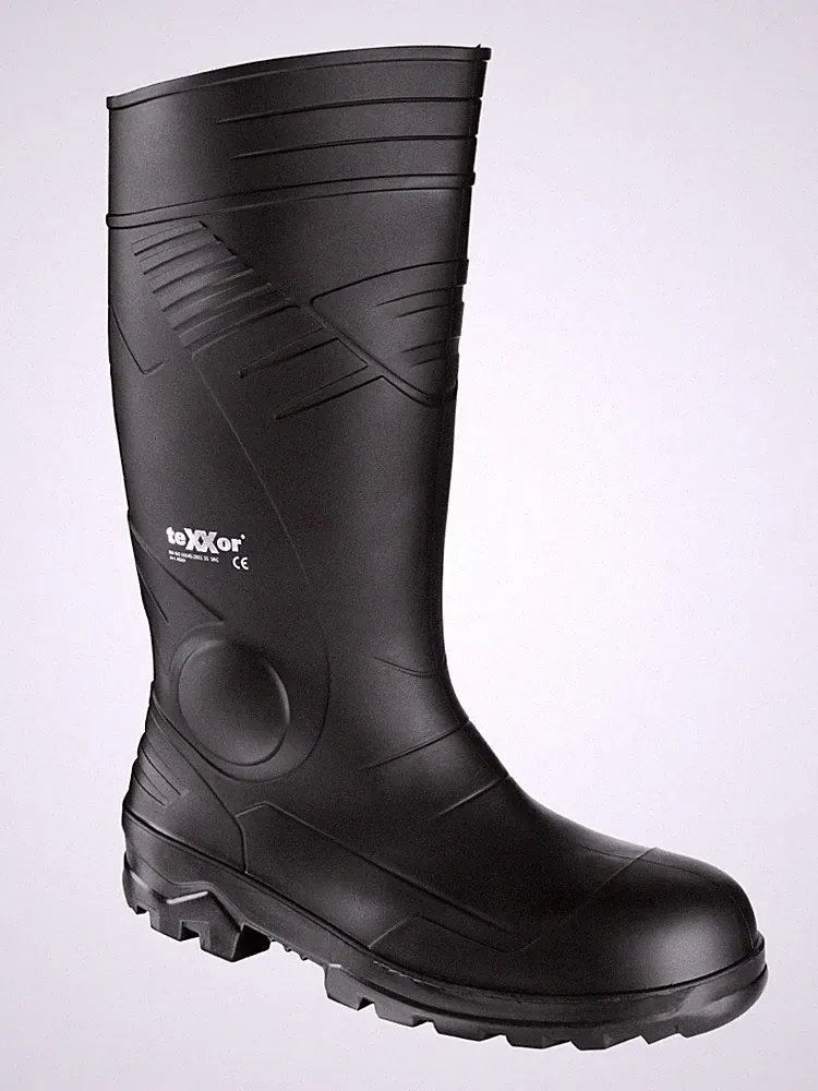 teXXor Gummistiefel S5-PVC-Sicherheitsstiefel Berufsstiefel Wasserdicht Schwarz