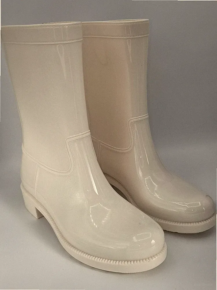 THE DROP Damen Gummistiefel Beige – Regenstiefel Mid Boots (Gr.40)