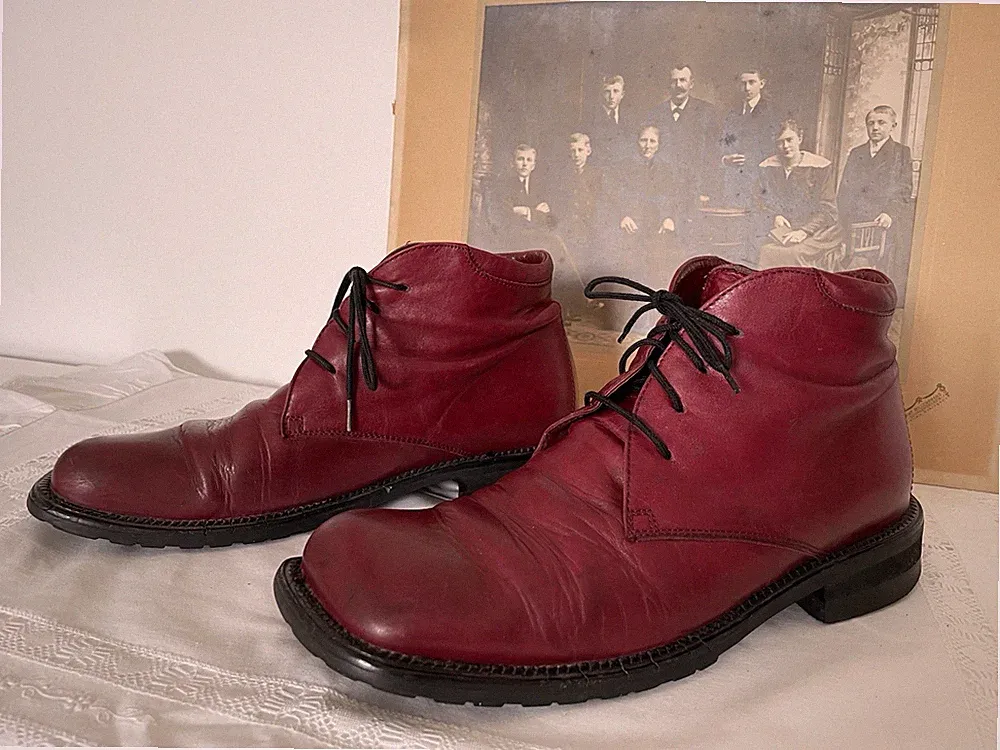 Think Damen Stiefelette, rot, Leder, Gr. 40, Schnürschuhe