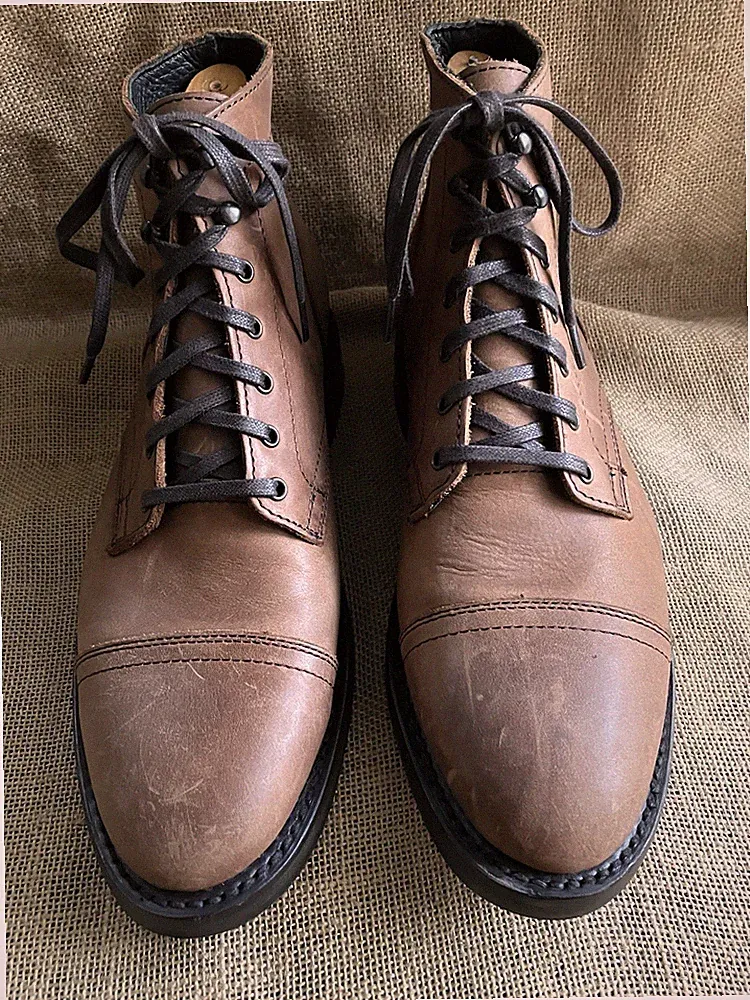 Thursday Everyday Herren Braun Leder Kappe Zehe Stiefel Größe UK 9 || US 10