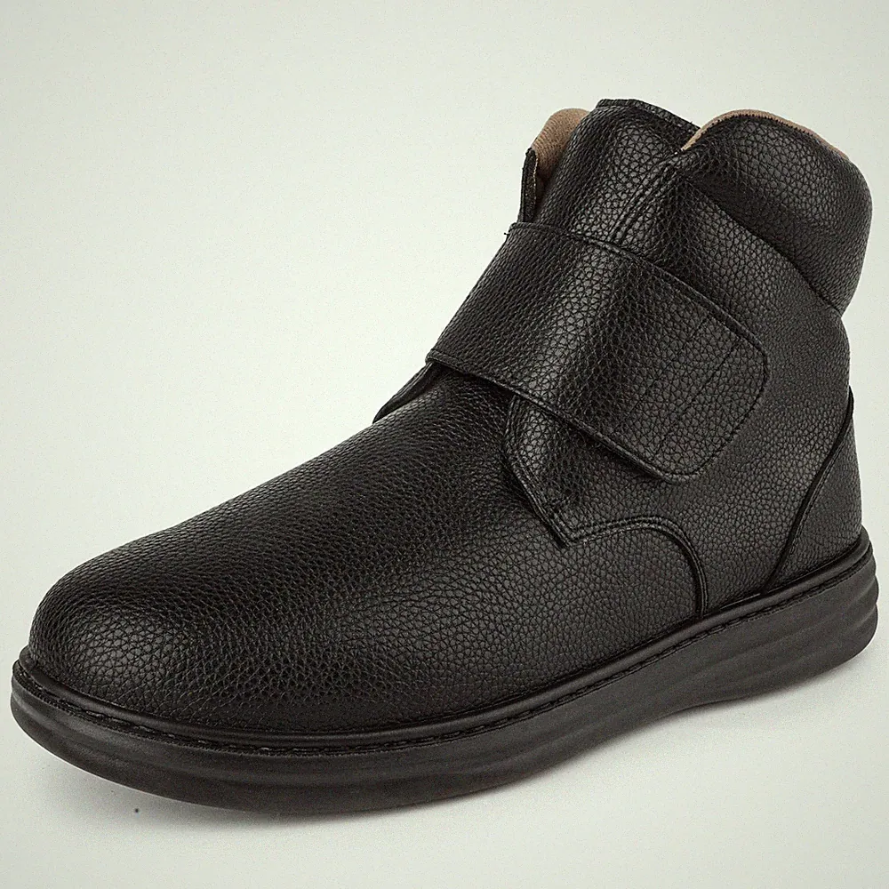 Tiestra Herren Stiefel Extra Weit Klettverschluss Winterschuhe Gefüttert Boots