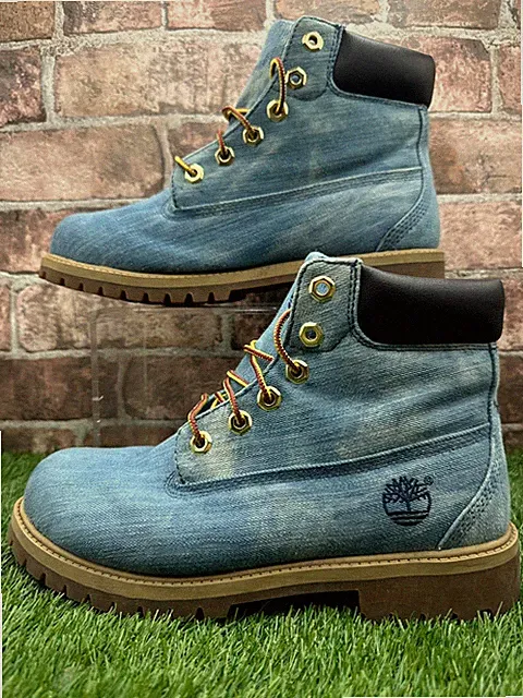 Timberland 6" Jimmy Jazz 21 Savage Denim Combat Boots Damen UK 5,5 blau Schnürstiefel