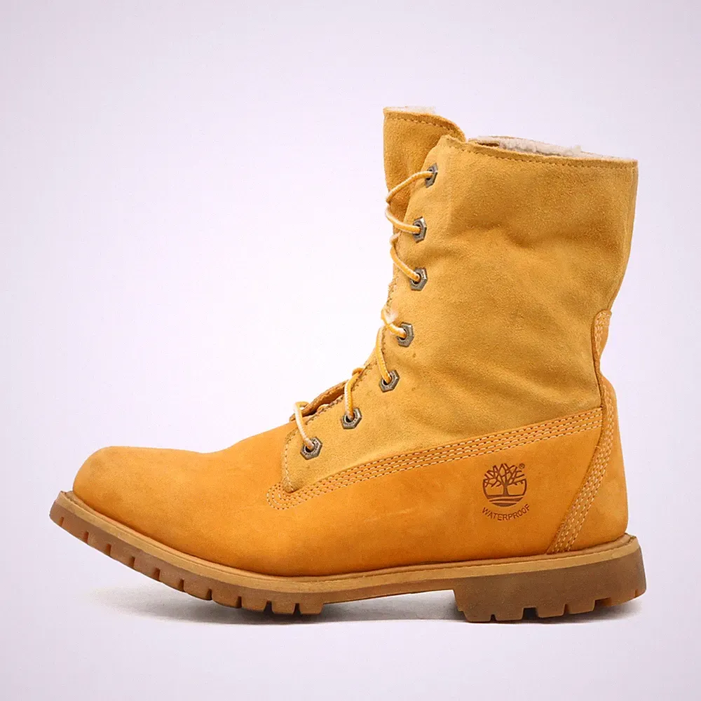 Timberland Damen 21689 Stiefel Beige Nubukleder Mittel Boots Schnürstiefel EU 40