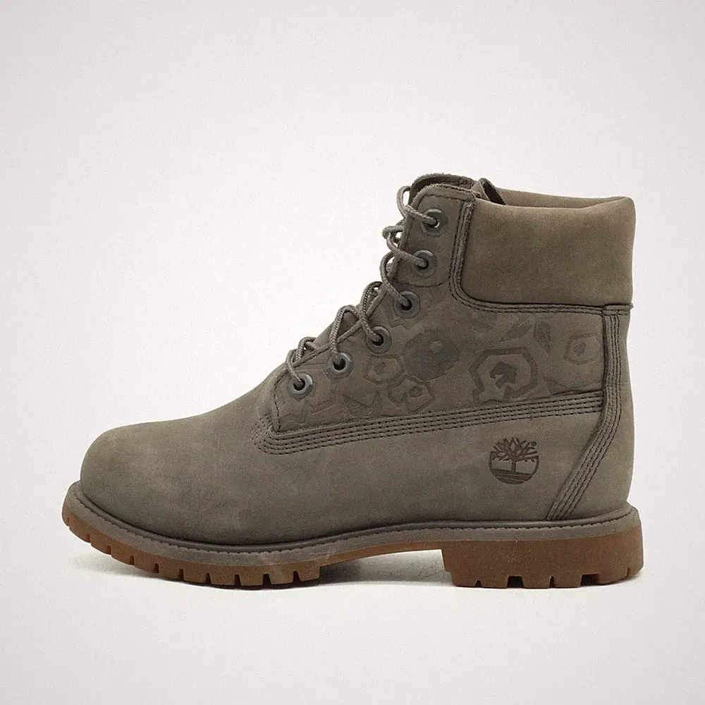Timberland Damen 6 Inch Premium Boot Boots Grau Nubukleder Muster Stiefel EU 38