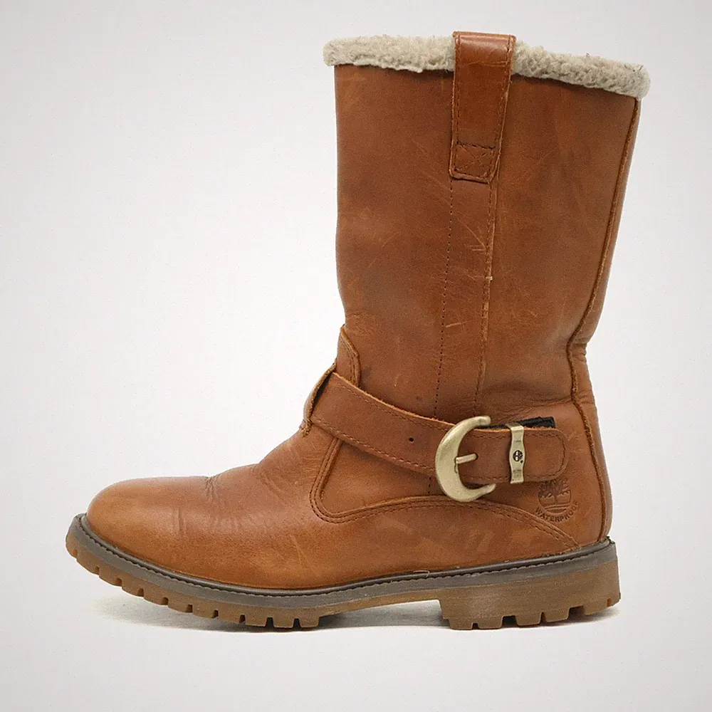 Timberland Damen 8302R Stiefel Braun Leder Mittel Waterproof Winterstiefel EU 39
