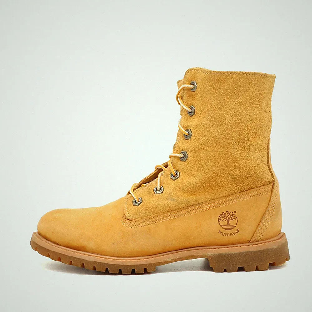 Timberland Damen 8329R Boots gelb Nubukleder Mittel Waterproof Stiefel EU 38